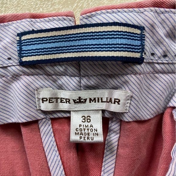 Peter Millar 100 Prima Cotton Sports Red Salmon Flat Front Soft Trouser Pants 36 - Picture 5 of 8